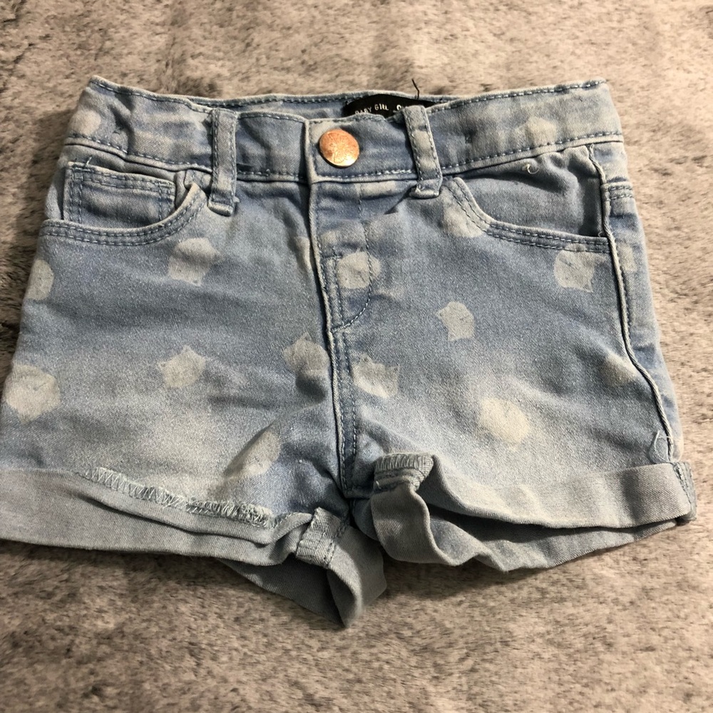 5/$25 • Baby Girl • Cat Print Jean Shorts